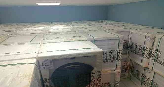 Nakliyat firmasının Suriye’ye götürmediği çamaşır makinaları depoda ele geçirildi