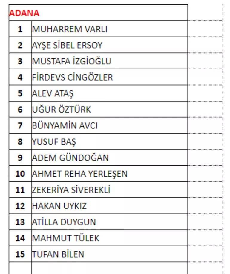MHP Adana Milletvekili Aday listesi belli oldu