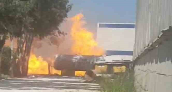 Alçı fabrikasında LPG tankı patladı