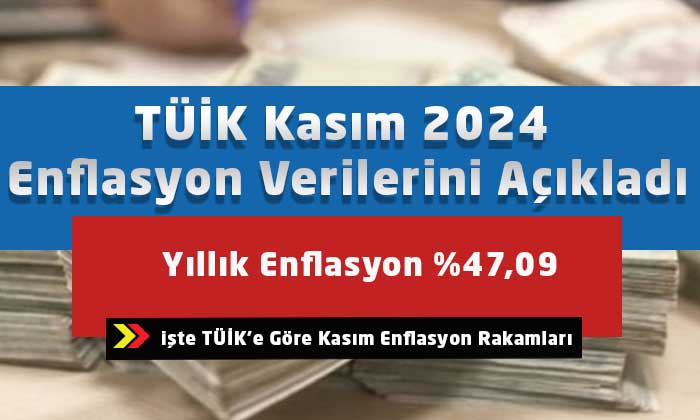 TÜİK Kasım 2024 Enflasyon Verilerini Açıkladı: Yıllık Enflasyon %47,09